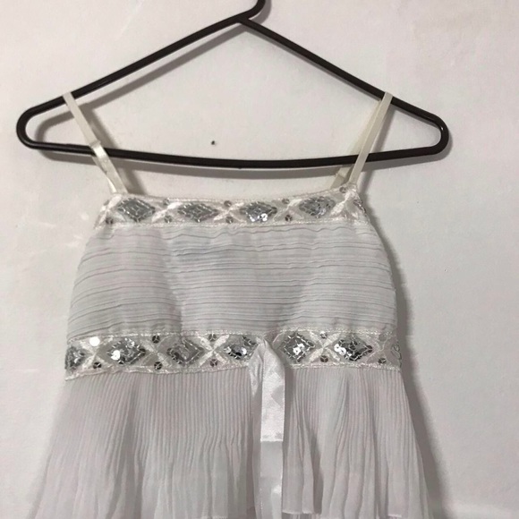 Y2k white mini midi dress with tiered layers - Picture 2 of 4